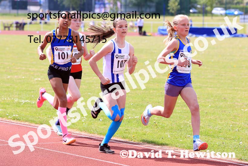 Girls Under-13s 800 metres, 2024 North Eastern Track and Field Champs., Middlesbrough.  Photo: David T. Hewitson/Sports for All Pics